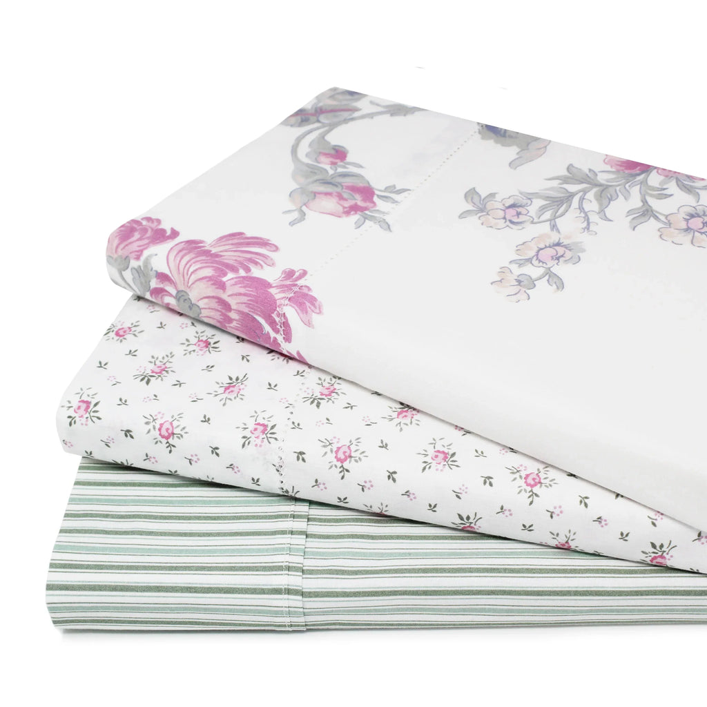 Jardin De Rose Printed Cotton Percale Sheet Set Mélange Home