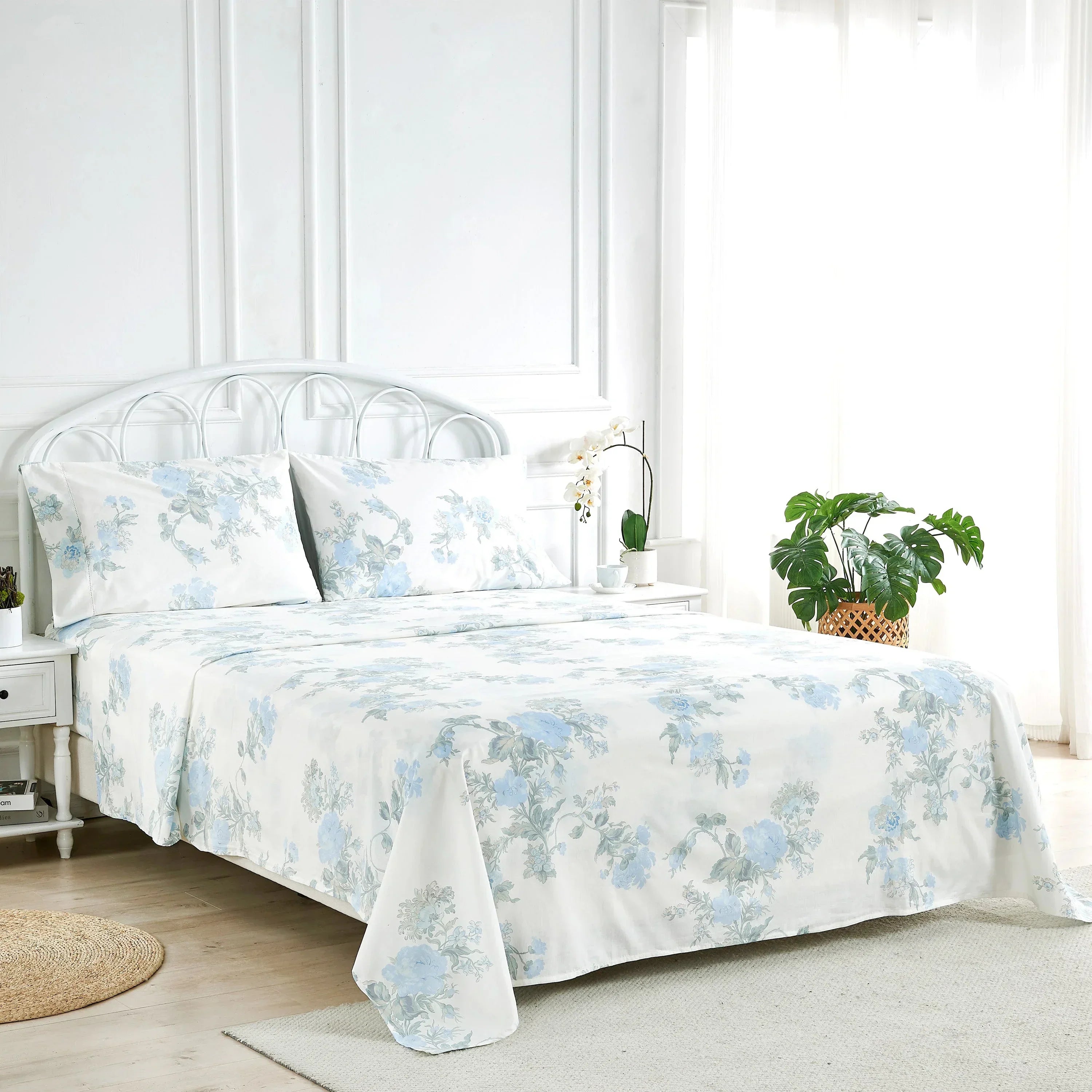 Jardin De Rose Printed Cotton Percale Sheet Set Mélange Home