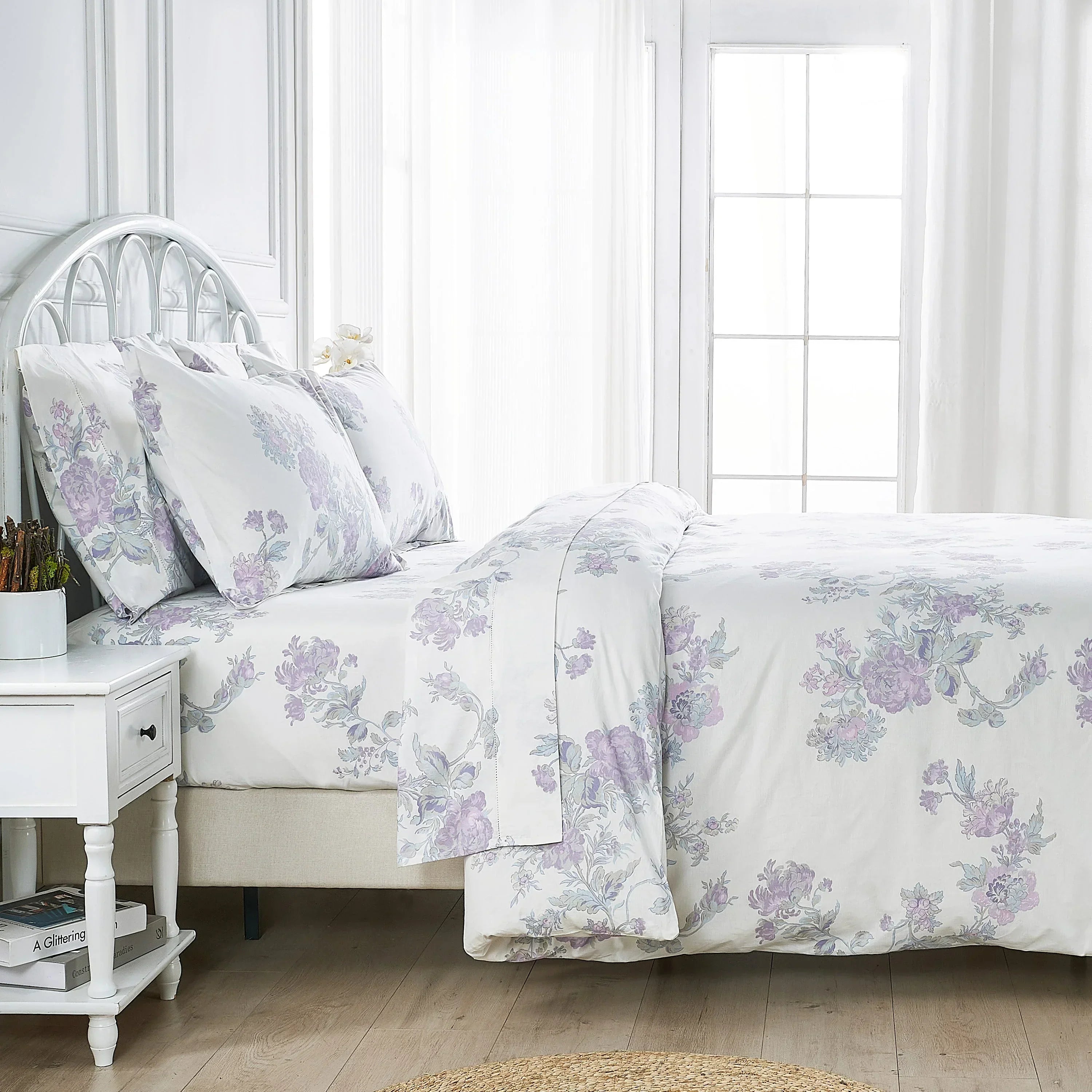 Jardin De Rose Printed Cotton Percale Sheet Set Mélange Home