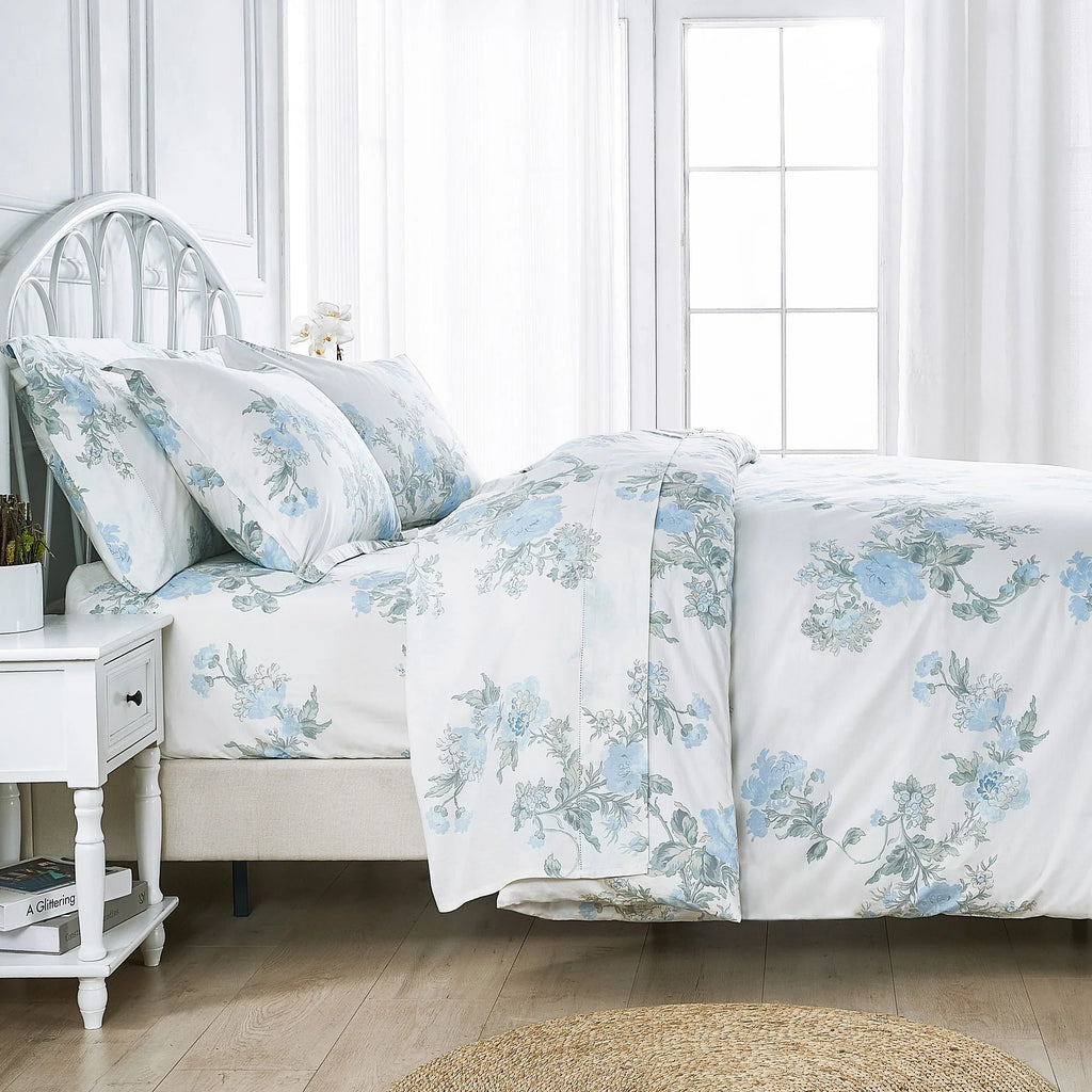 Jardin De Rose Printed Cotton Percale Sheet Set Mélange Home