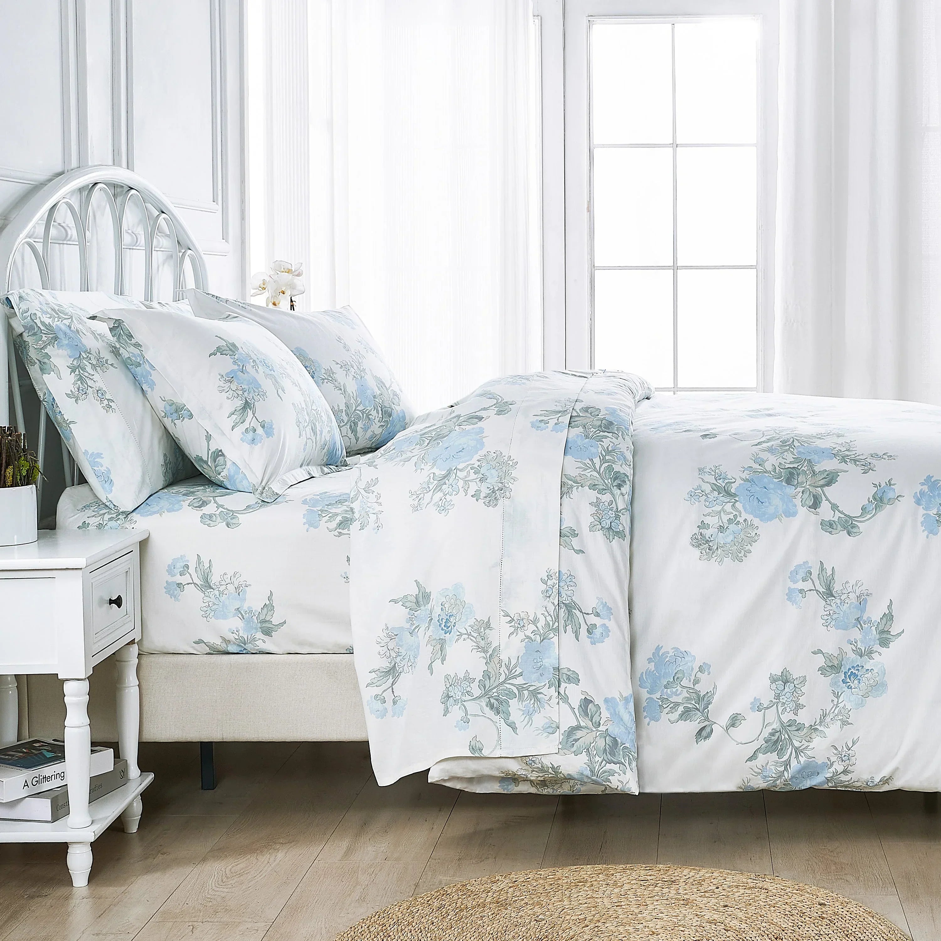 Jardin De Rose Printed Cotton Percale Sheet Set Mélange Home