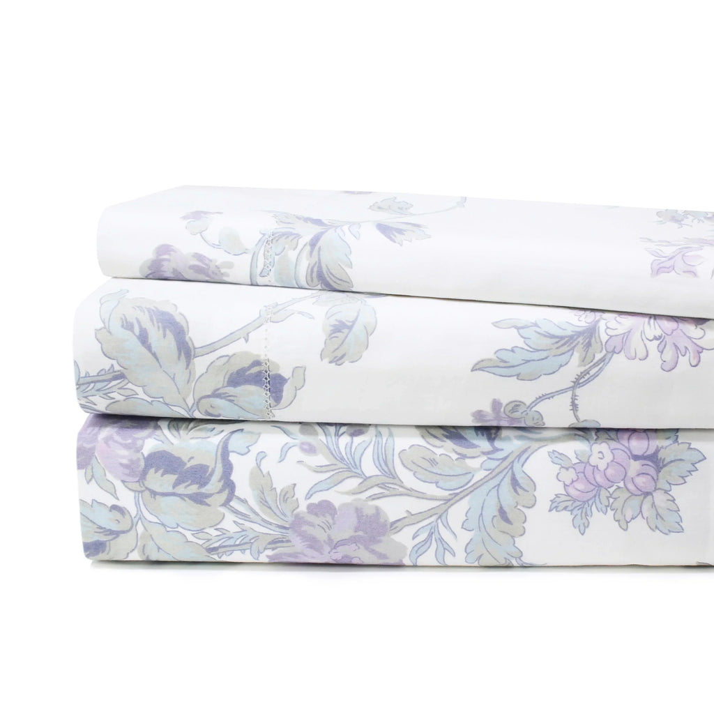 Jardin De Rose Printed Cotton Percale Sheet Set Mélange Home