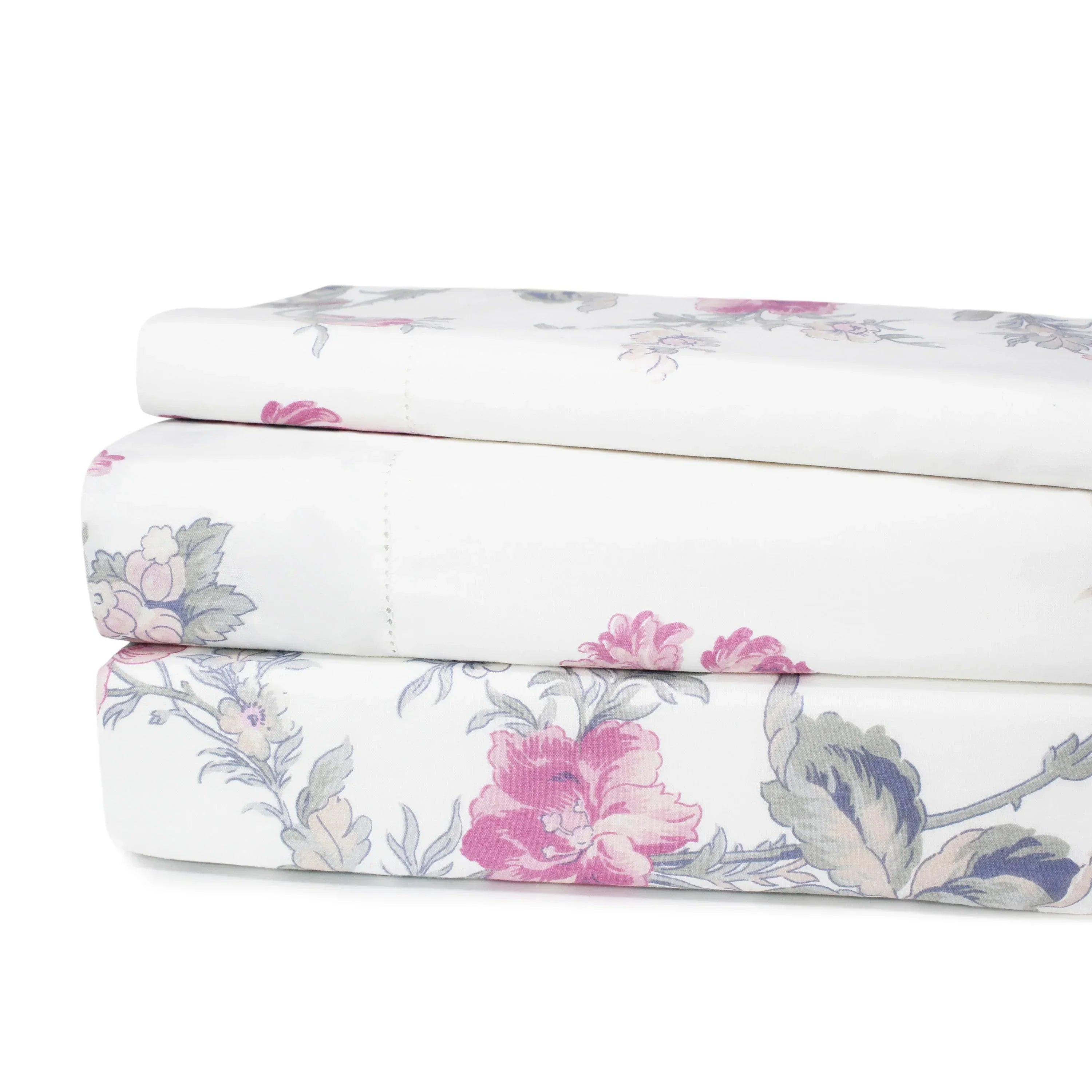 Jardin De Rose Printed Cotton Percale Sheet Set Mélange Home