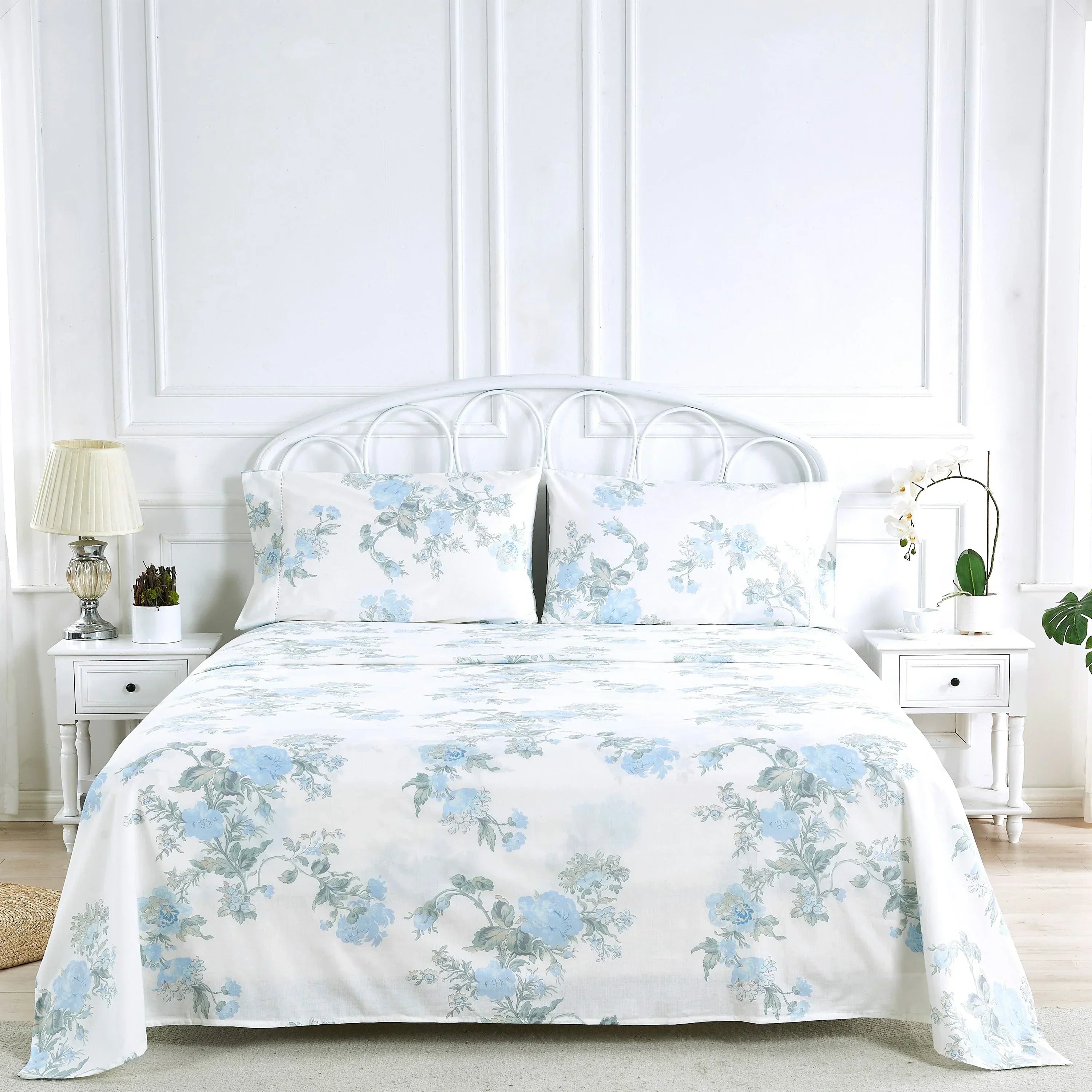 Jardin De Rose Printed Cotton Percale Sheet Set Mélange Home