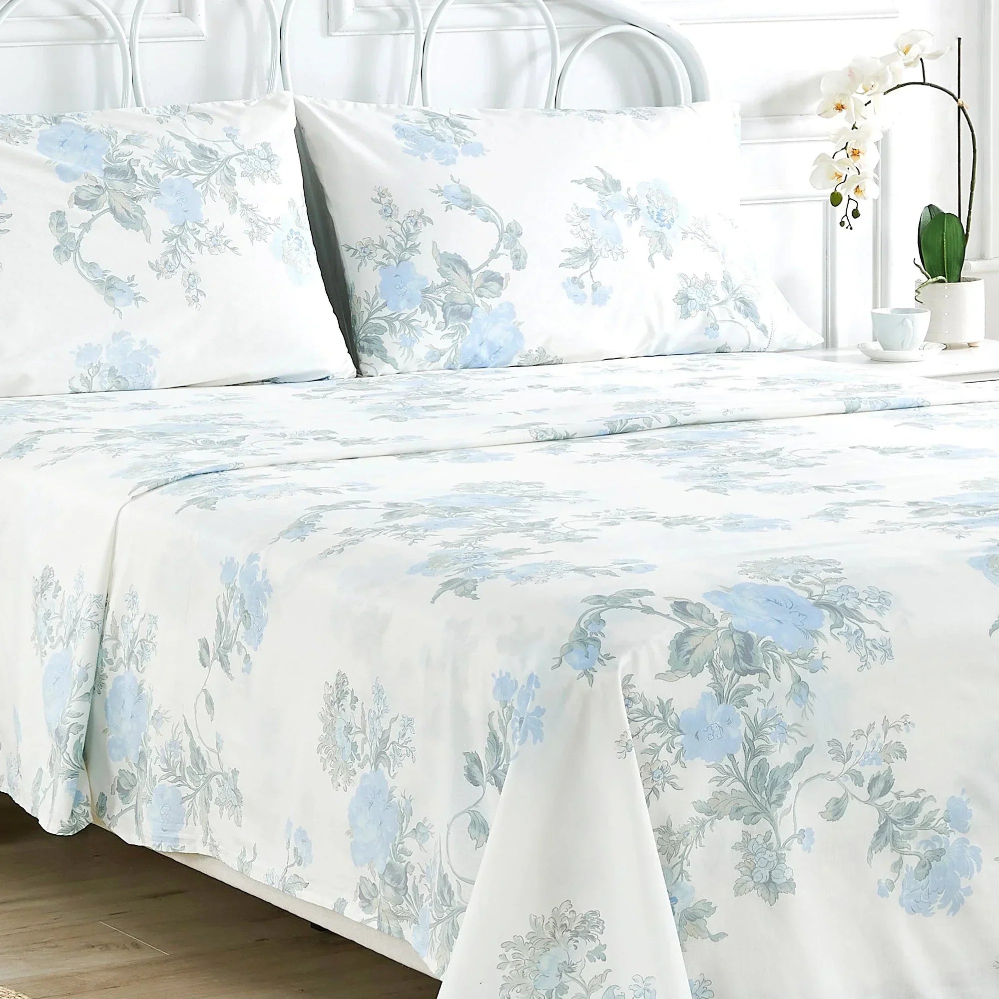 Jardin De Rose Printed Cotton Percale Sheet Set Mélange Home