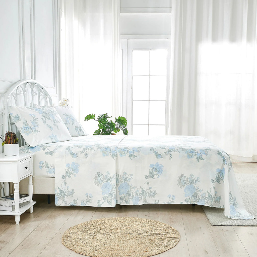 Jardin De Rose Printed Cotton Percale Sheet Set Mélange Home