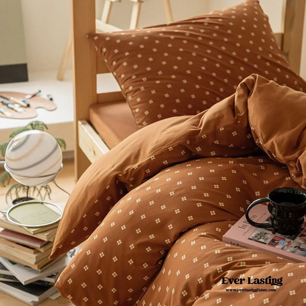 Jersey Knit Boho Twin Dorm Bedding Set / Burnt Orange Ever Lasting