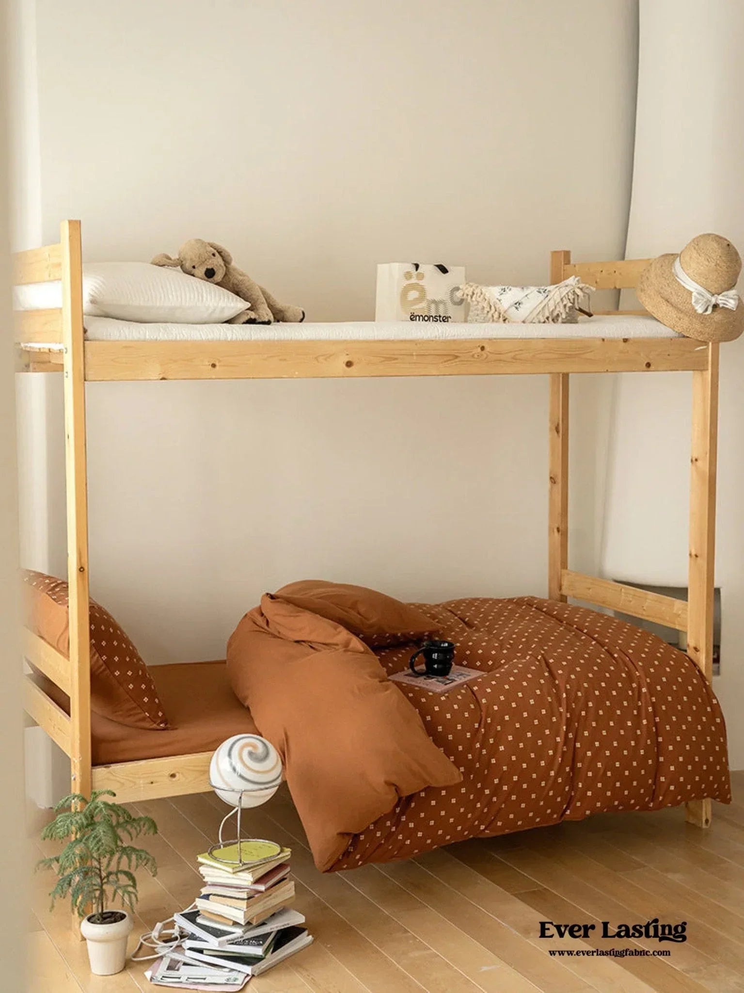 Jersey Knit Boho Twin Dorm Bedding Set / Burnt Orange Ever Lasting