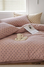 Jersey Knit Dotted Bedding Set / Pink Ever Lasting