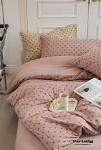 Jersey Knit Dotted Bedding Set / Pink Ever Lasting