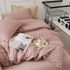 Jersey Knit Dotted Bedding Set / Pink Ever Lasting