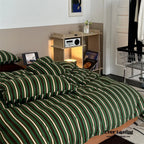 Jersey Knit Retro Stripe Bedding Set / Blue + Burgundy