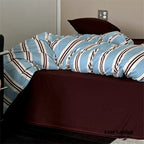 Jersey Knit Retro Stripe Bedding Set / Blue + Burgundy Ever Lasting