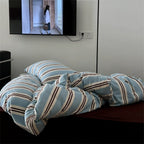 Jersey Knit Retro Stripe Bedding Set / Green + Brown Ever Lasting