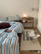 Jersey Knit Retro Stripe Bedding Set / Green + Brown Ever Lasting