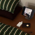 Jersey Knit Retro Stripe Bedding Set / Green + Brown Ever Lasting