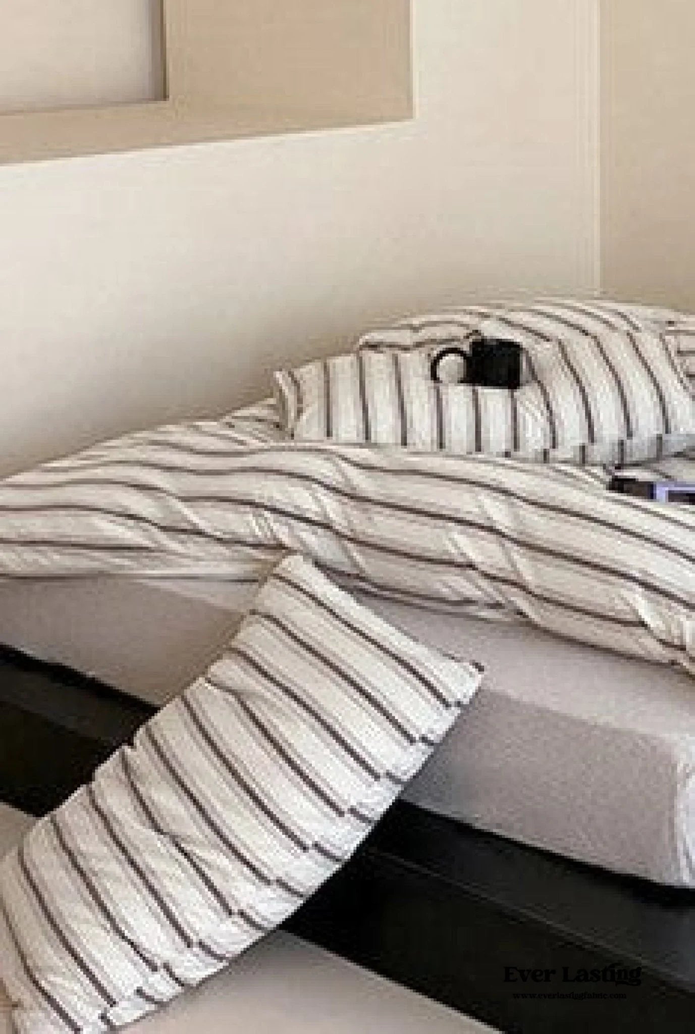 Jersey Knit Stripe Bedding Set / White Pink Ever Lasting