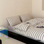 Jersey Knit Stripe Bedding Set / White Pink Ever Lasting