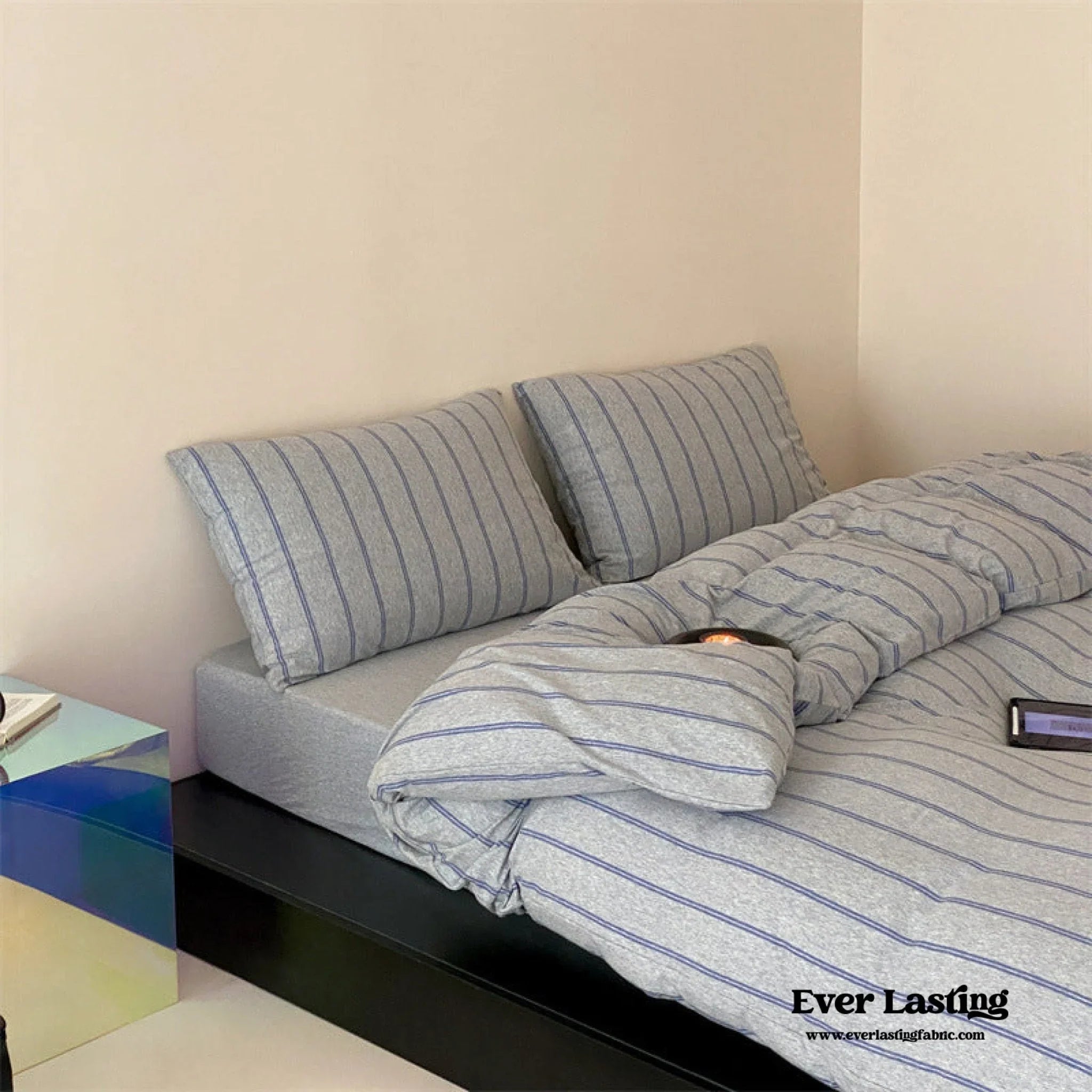 Jersey Knit Stripe Bedding Set / White Pink Ever Lasting