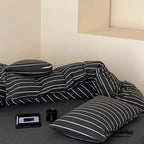 Jersey Knit Stripe Bedding Set / White Pink Ever Lasting