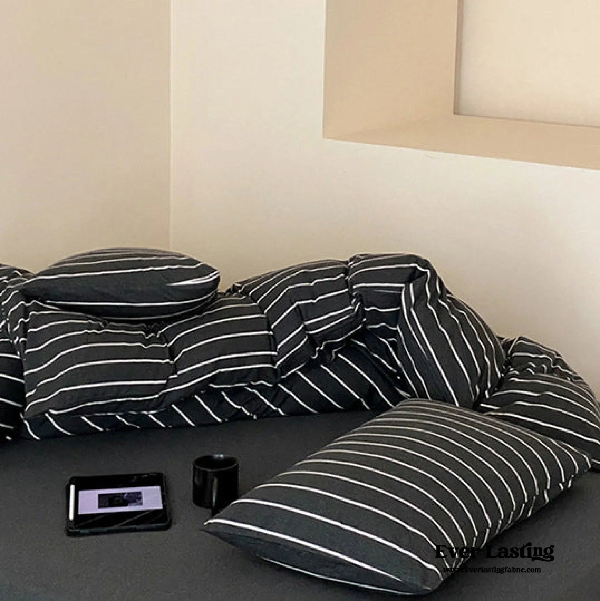 Jersey Knit Stripe Bedding Set / White Pink Ever Lasting