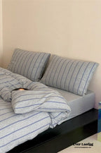 Jersey Knit Stripe Bedding Set / White Pink Ever Lasting