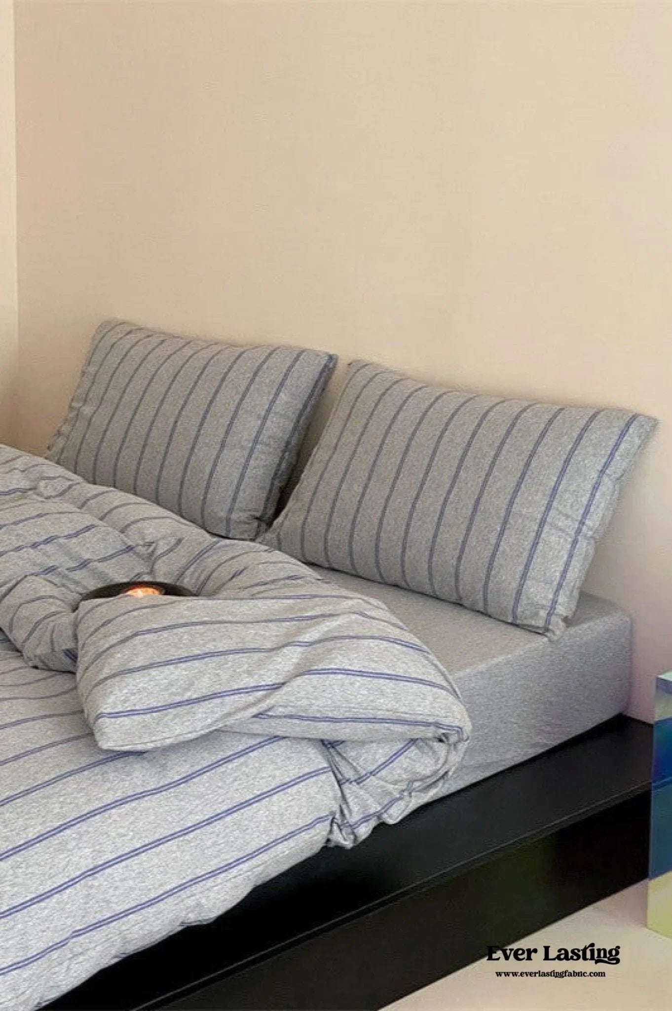 Jersey Knit Stripe Bedding Set / White Pink Ever Lasting