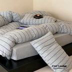 Jersey Knit Stripe Bedding Set / White Pink Ever Lasting