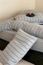 Jersey Knit Stripe Bedding Set / White Pink Ever Lasting