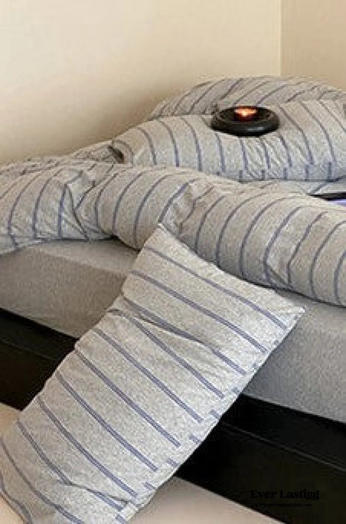 Jersey Knit Stripe Bedding Set / White Pink Ever Lasting