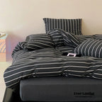 Jersey Knit Stripe Bedding Set / White Pink Ever Lasting