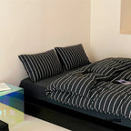 Jersey Knit Stripe Bedding Set / White Pink Ever Lasting