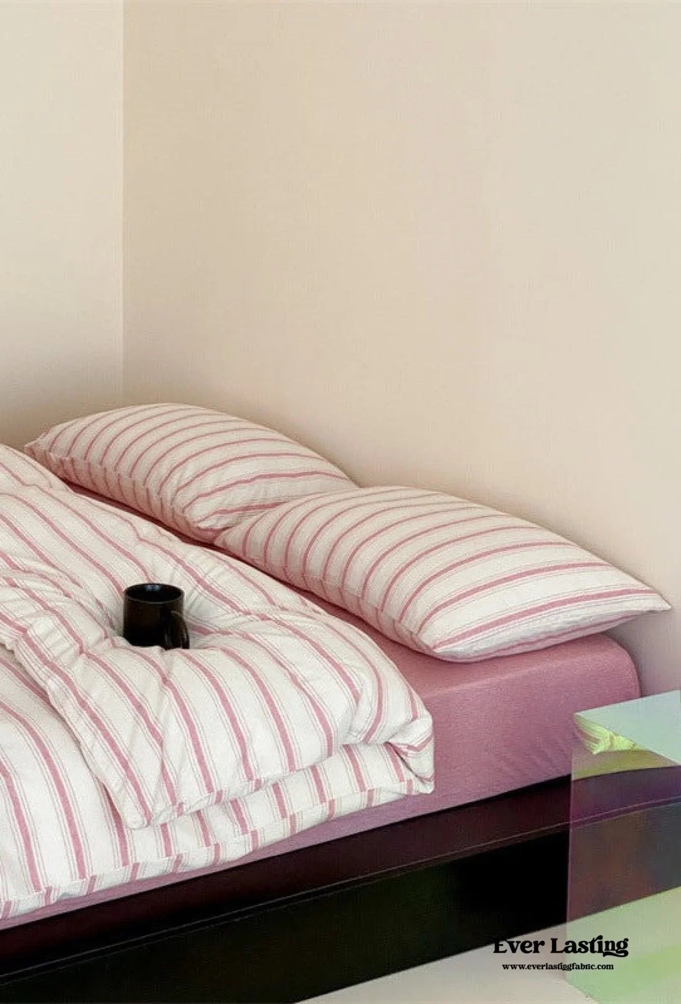 Jersey Knit Stripe Bedding Set / White Pink Ever Lasting