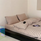 Jersey Knit Stripe Bedding Set / White Pink Ever Lasting