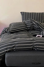 Jersey Knit Stripe Bedding Set / White Pink Ever Lasting