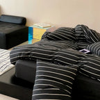 Jersey Knit Stripe Bedding Set / White Pink Ever Lasting