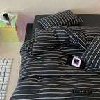 Jersey Knit Stripe Bedding Set / White Pink Ever Lasting