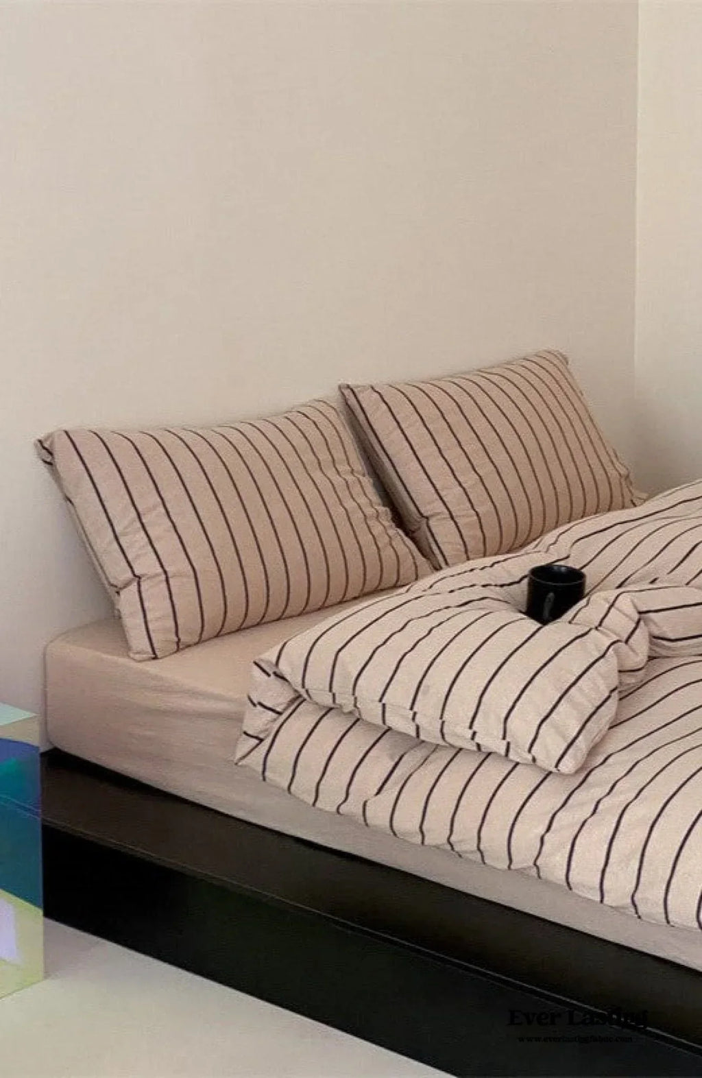 Jersey Knit Stripe Bedding Set / White Pink Ever Lasting