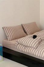 Jersey Knit Stripe Bedding Set / White Pink Ever Lasting