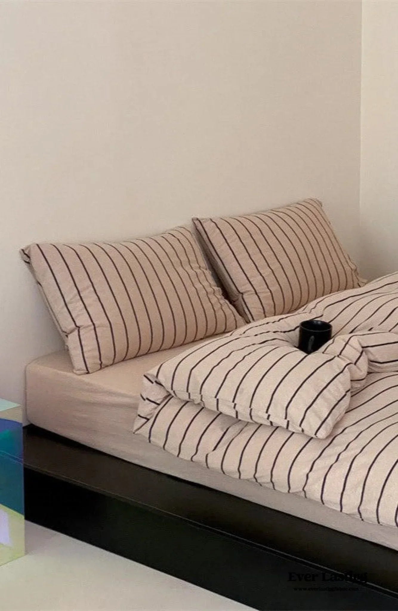 Jersey Knit Stripe Bedding Set / White Pink Ever Lasting