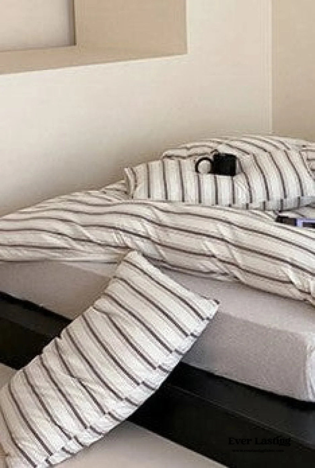 Jersey Knit Stripe Bedding Set / White Pink Ever Lasting