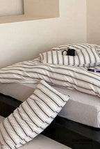 Jersey Knit Stripe Bedding Set / White Pink Ever Lasting