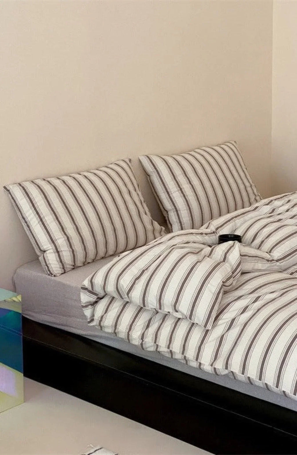 Jersey Knit Stripe Bedding Set / White Pink Ever Lasting