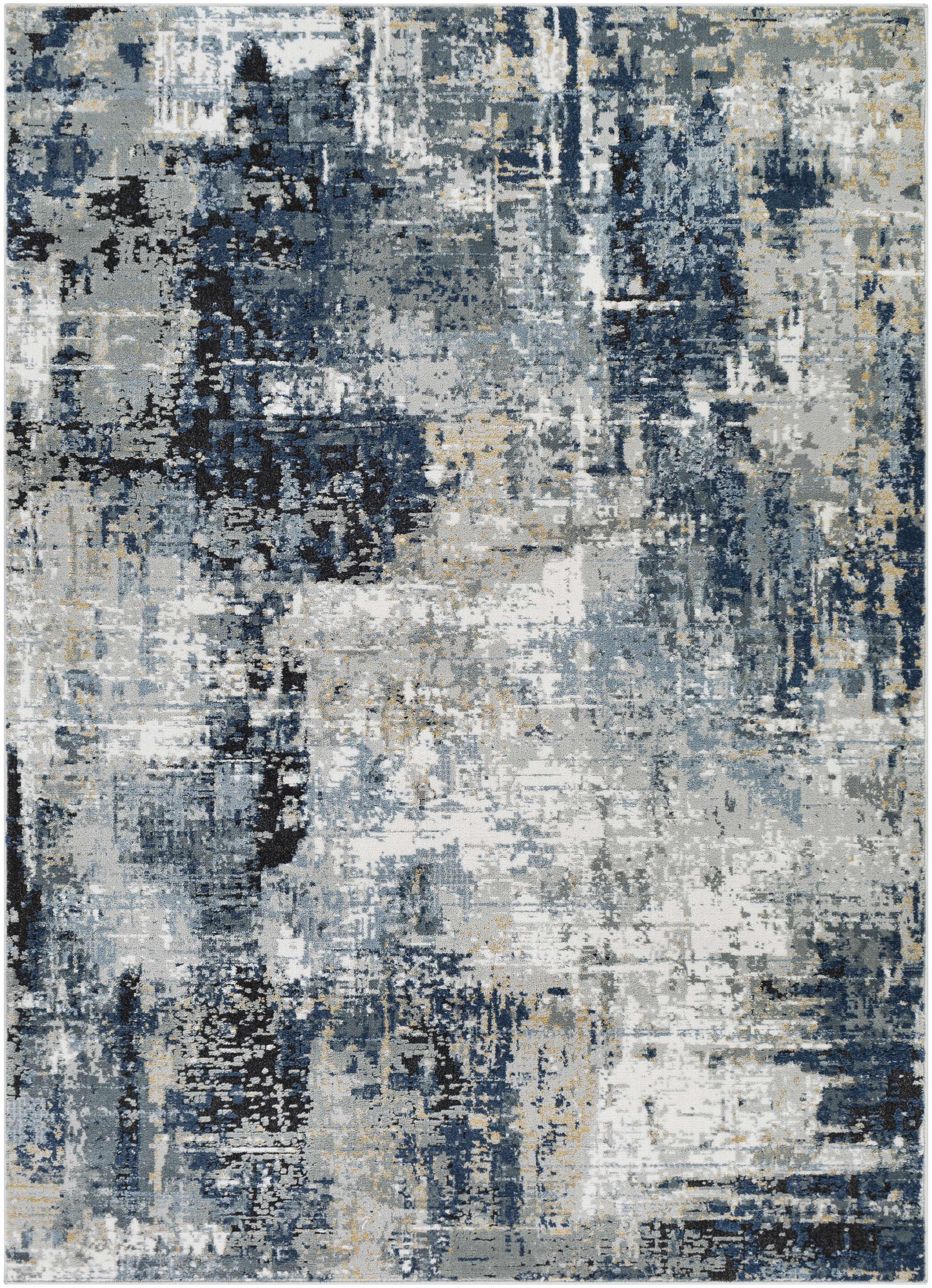 Campsall Gray&Blue Abstract Area Rug Hauteloom