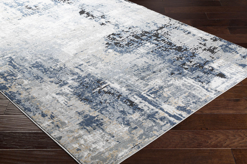 Campsall Gray&Blue Abstract Area Rug Hauteloom
