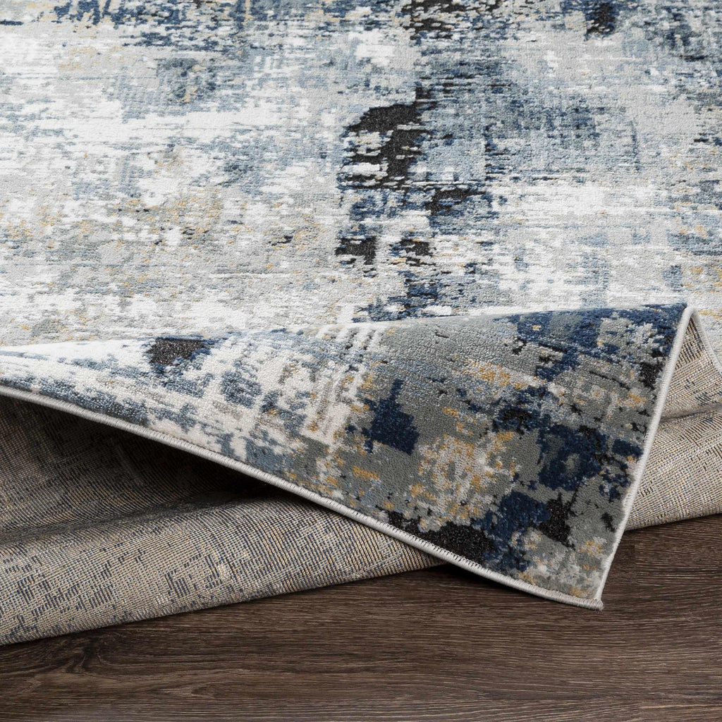 Campsall Gray&Blue Abstract Area Rug Hauteloom