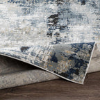 Campsall Gray&Blue Abstract Area Rug Hauteloom