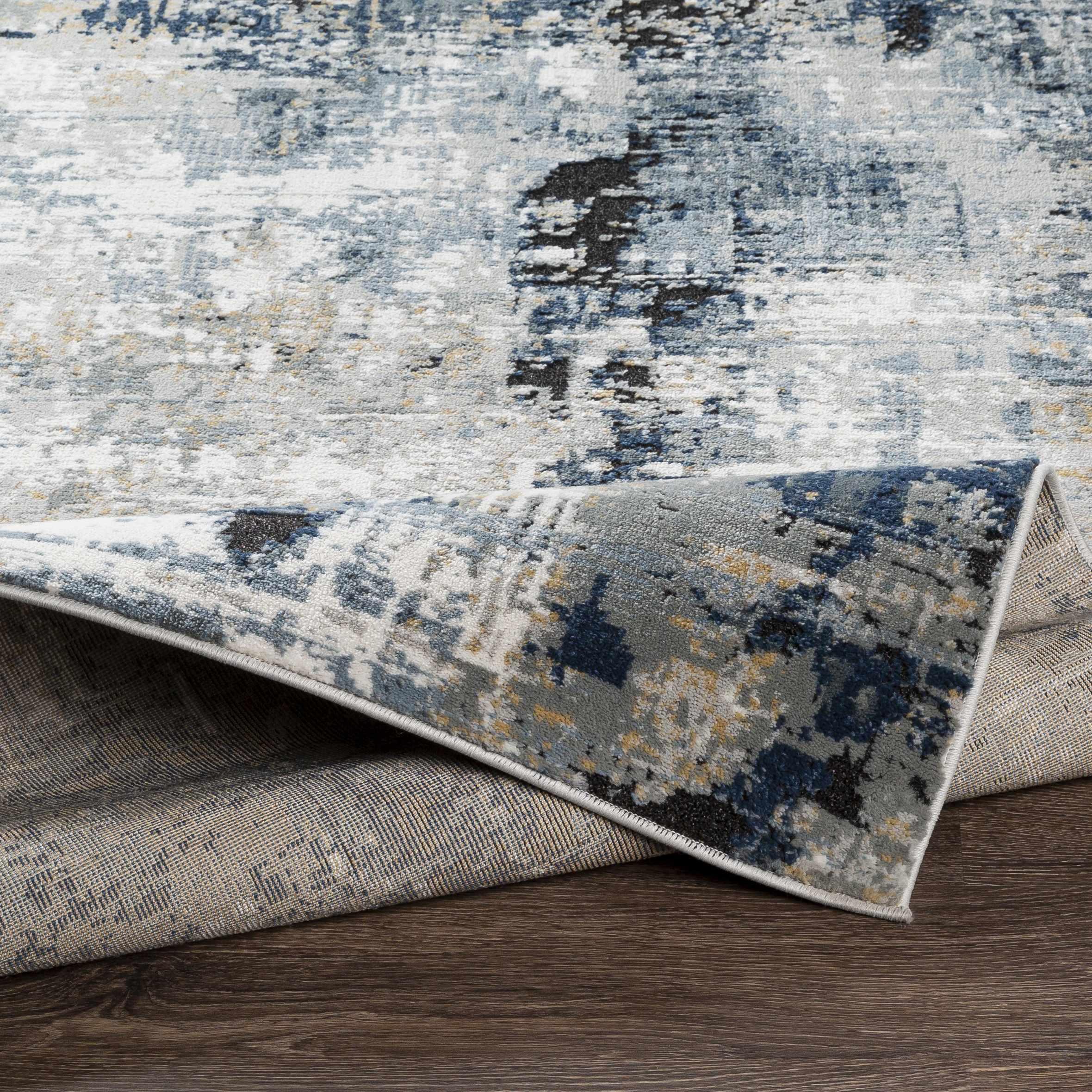 Campsall Gray&Blue Abstract Area Rug Hauteloom