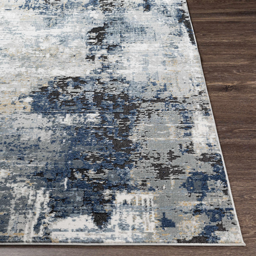 Campsall Gray&Blue Abstract Area Rug Hauteloom