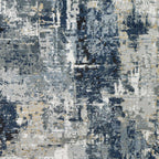 Campsall Gray&Blue Abstract Area Rug Hauteloom